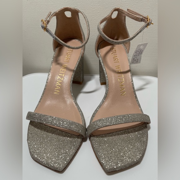 Stuart Weitzman - Embellished Glitter Block-Heel Sandals Women Size 4.5 - Picture 1 of 7